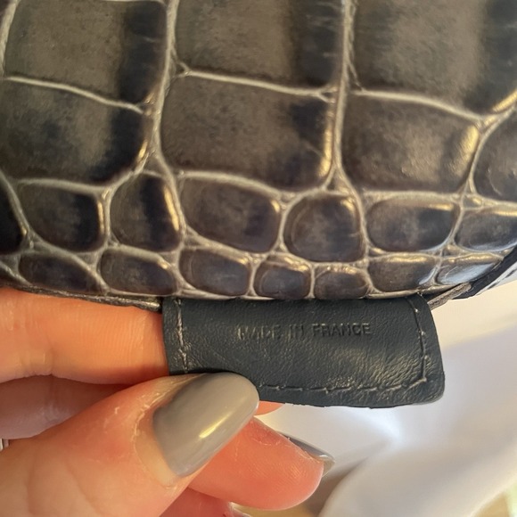 LONGCHAMP Roseau Croco Pilot Blue Crocodile Embossed Leather Tote Bag Purse NWOT - Picture 8 of 16